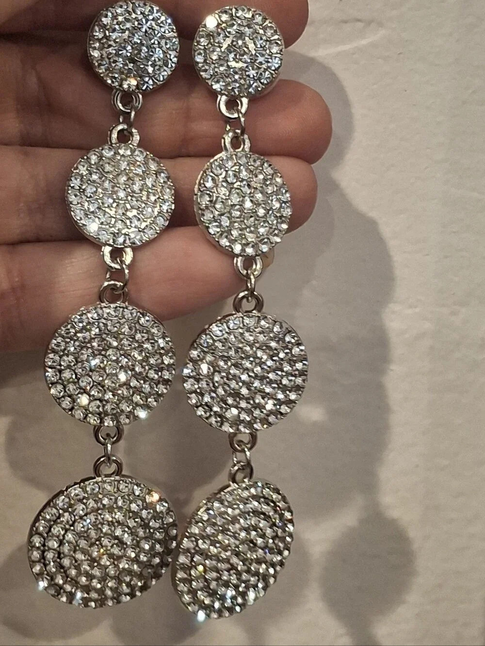 Sparkling Diamond Round Dangle Earrings